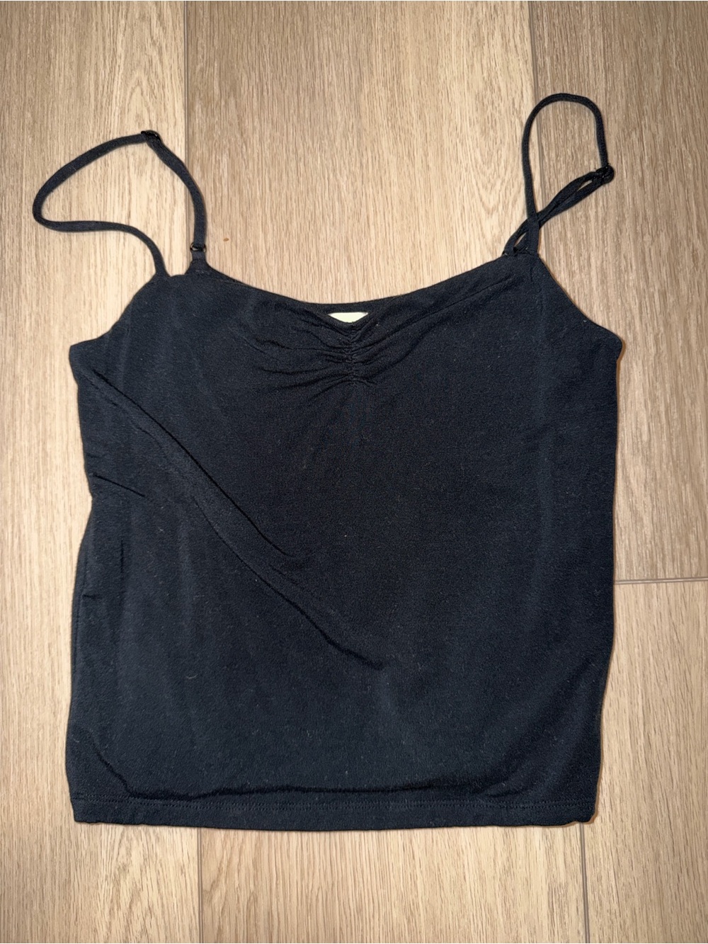 Wilfred Black Adjustable-Spaghetti Strap Camisole with Front Ruching